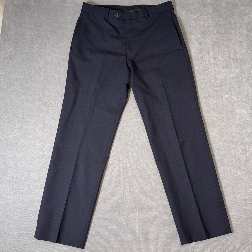 Lauren Ralph Lauren Mens 32x30 Navy Blue 100% Wool Total Comfort Dress Pants